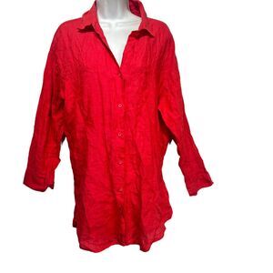Calzedonia Cobey Red 100% Linen Shirt Dress Size M